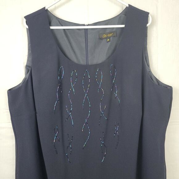 Oblique Womens Black Sleeveless Round Neck Knee Length Shift Dress Size 24 - Picture 4 of 8